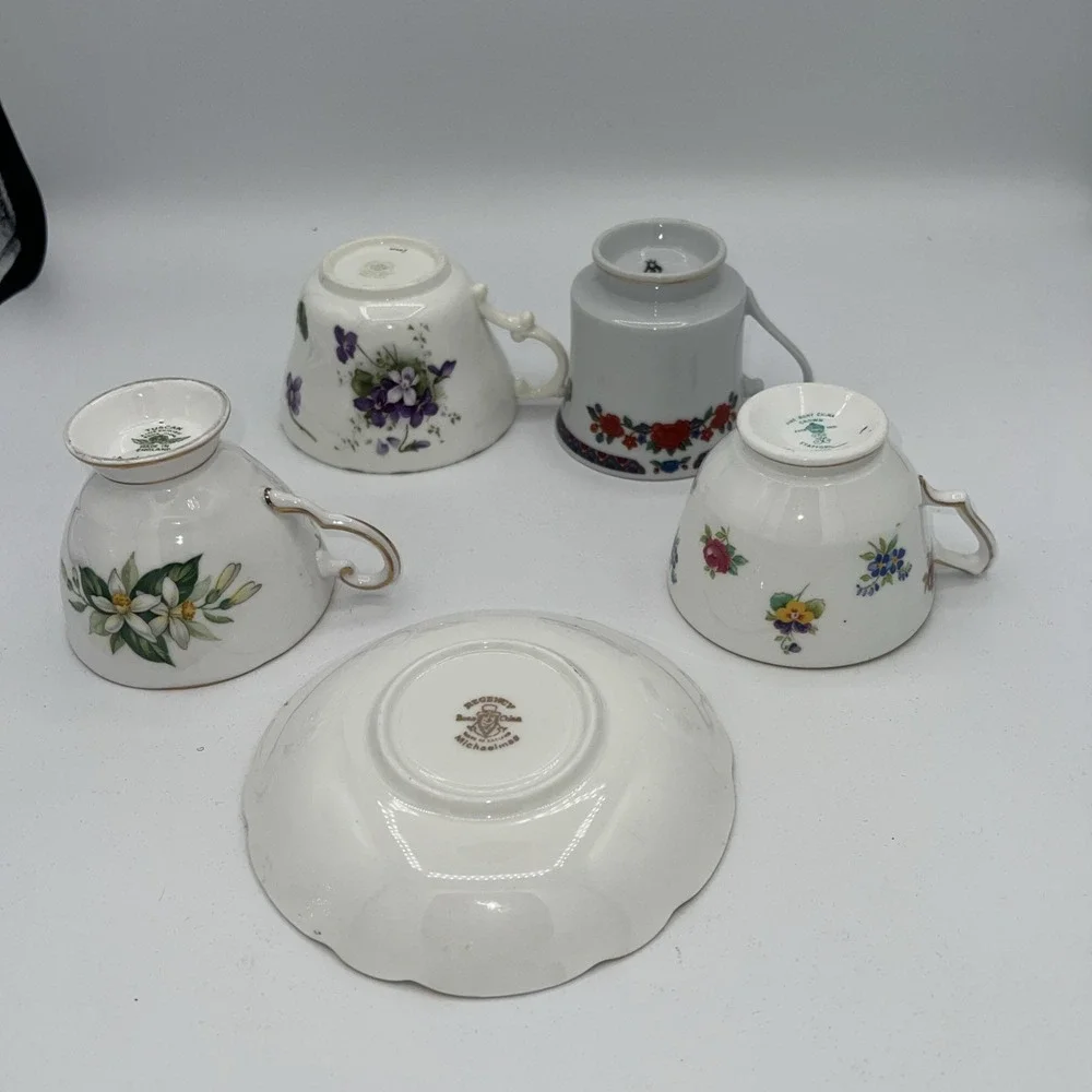 4 TEA‎ CUPS & 1 SAUCER BONE CHINA  FLORAL